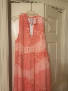BB Dakota Coral and White Sleeveless Maxi Dress